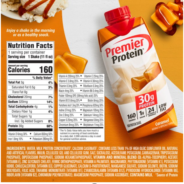 Premier Protein Shake, Caramel, 30g Protein, 11 Fl Oz, 4 Ct