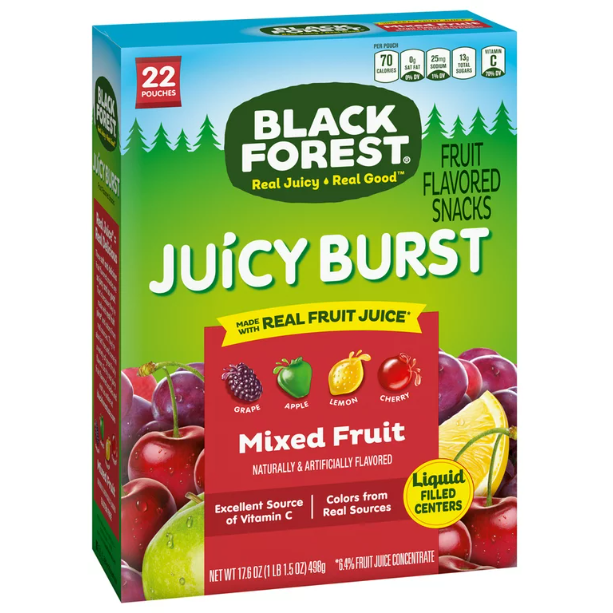 Black Forest Juicy Burst Mixed Fruit Medley Fruit Snacks, 17.5 oz, 22 Count