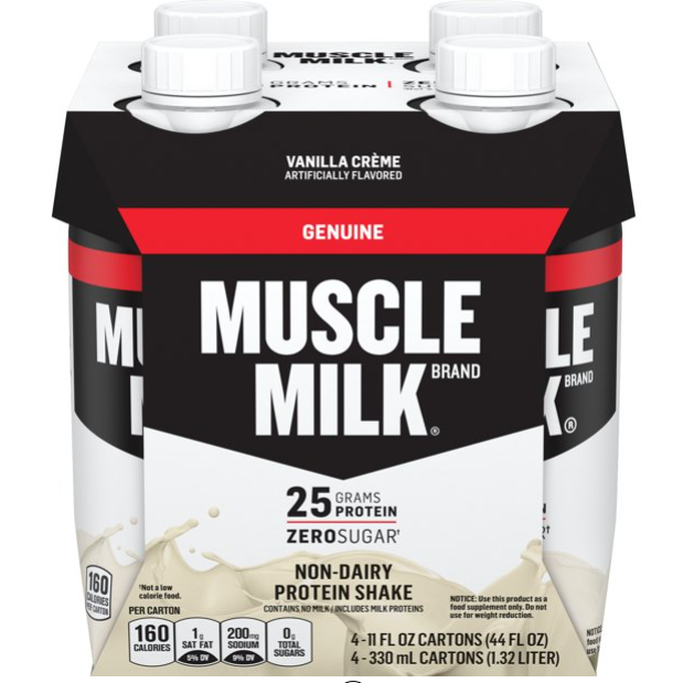 Muscle Milk Genuine Vanilla Creme Ready to Drink Protein Shake, 25g Protein, 11 oz, 4 Pack Bottles