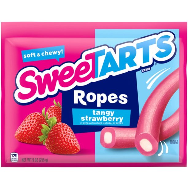 SweeTARTS Soft & Chewy Ropes Tangy Strawberry Candy, 9 Oz