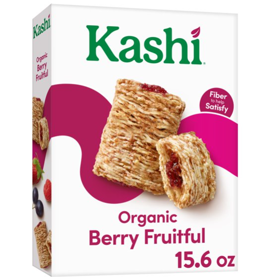 Kashi Breakfast Cereal, Vegan Protein, Organic Fiber Cereal, Berry Fruitful, 15.6 Oz