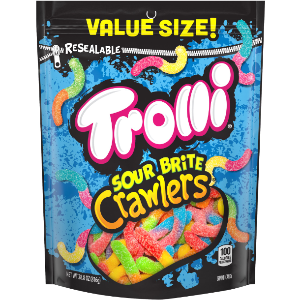 Trolli Sour Brite Crawlers Gummy Worms Bag, 28.8 Oz