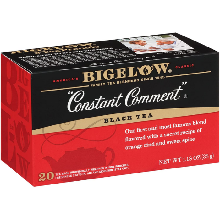 बिगेलो कॉन्स्टेंट कमेंट कैफीनयुक्त ब्लैक टी बैग 20 काउंट बॉक्स