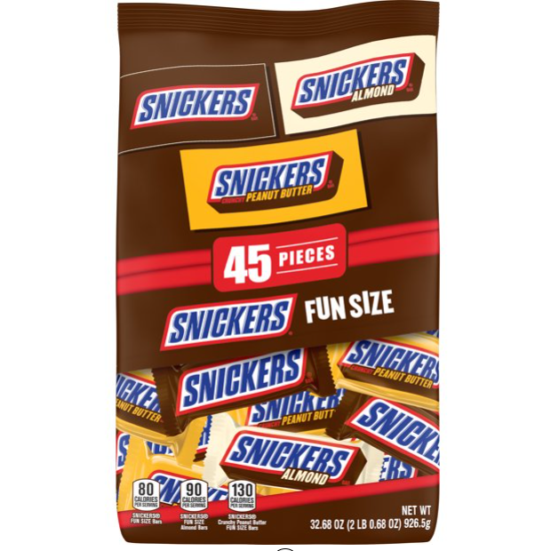 Snickers Variety Pack Fun Size Chocolate Candy Bars - 45 Pieces Bag