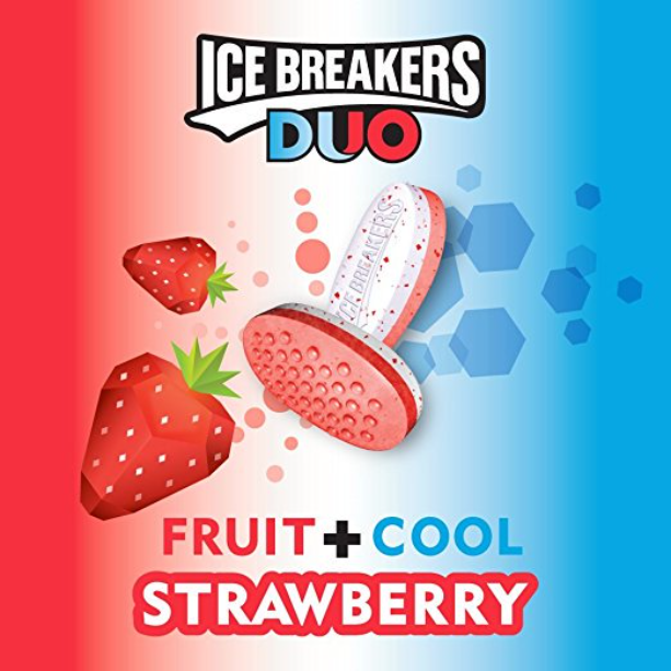 Ice Breakers, Sugar Free Duo Mints, Strawberry Fruit and Cool, 1.3 Oz.