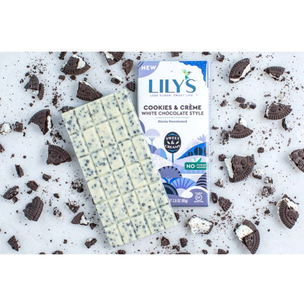 lily's white chocolate bar peppermint Lily's Sweets, Cookies & Crème White Chocolate Style Bar, 2.8 oz — Custom Treats