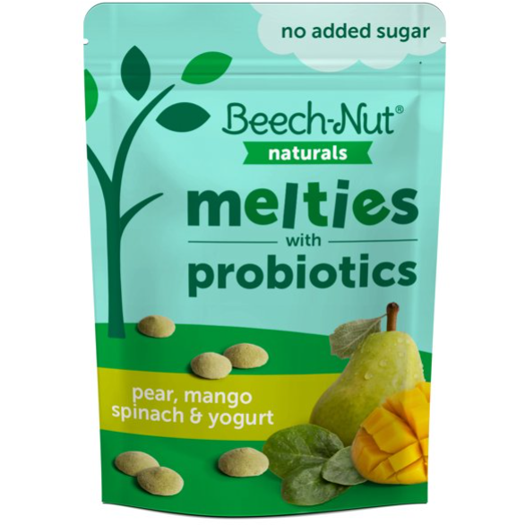Beech-Nut Melties with Probiotics, Stage 3, Pear Mango Spinach & Yogurt Toddler Snack, 1 oz