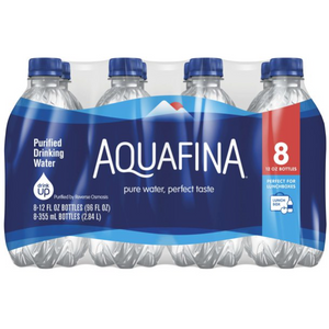 Aquafina Purified Water, 12 oz Bottled Water, 8 Count