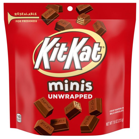 KIT KAT, Minis Unwrapped Milk Chocolate Wafer Candy Bar, 7.6 oz, Resealable Pouch