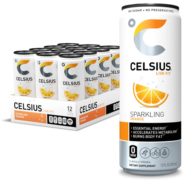 CELSIUS Essential Energy Drink 12 Fl Oz, Sparkling Orange (Pack of 12)