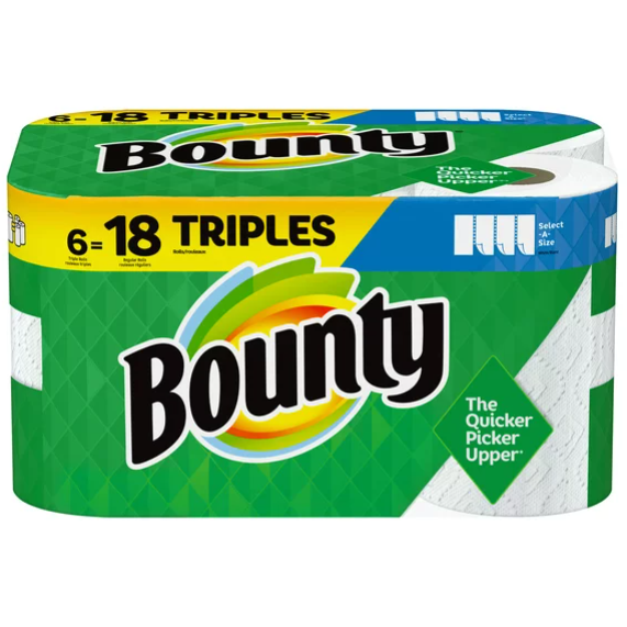 Bounty Select-A-Size Paper Towels, White, 6 Triple Rolls