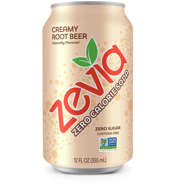 Zevia Zero Calorie Soda, Creamy Root Beer, 12 oz