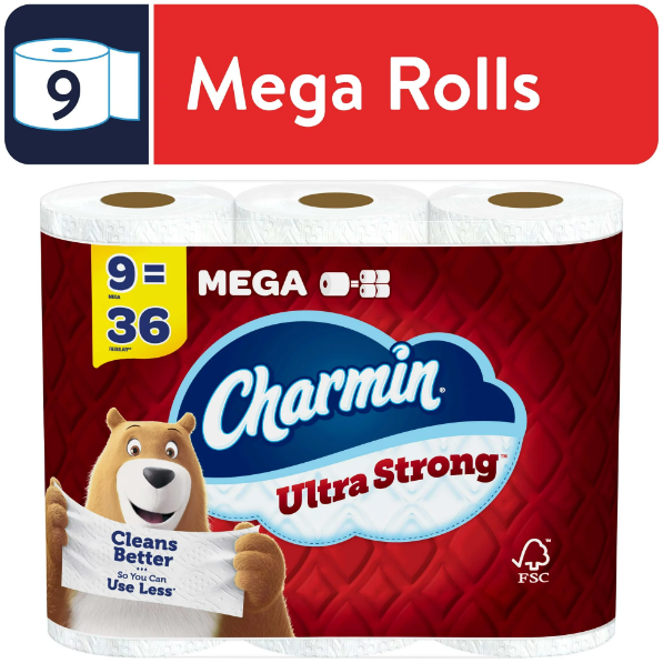 Charmin Ultra Strong Toilet Paper Mega Roll, 242 Sheets Per Roll, 9 Count