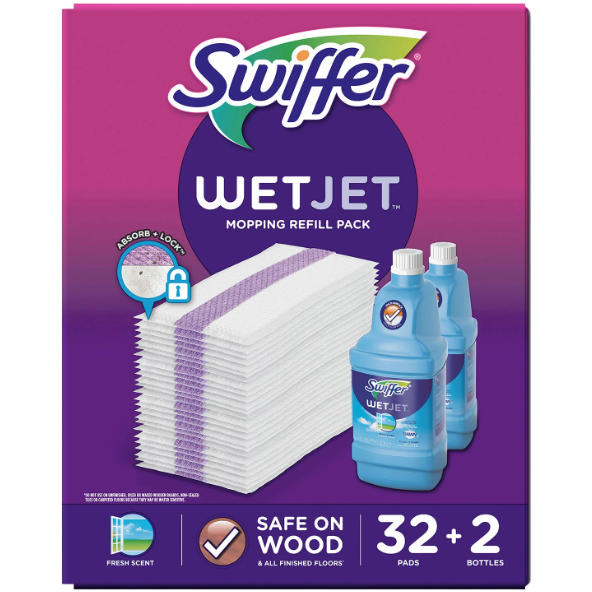 Swiffer WetJet Liquid Floor Cleaner, Lavender Vanilla & Comfort, 1.25 Liter  (2 Pack) 
