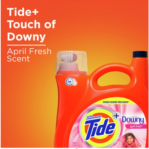 Tide Liquid Laundry Detergent with a Touch of Downy, April Fresh, 100 loads, 154 fl oz