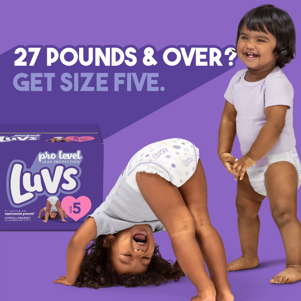 Luvs Pro Level Leak Protection Diapers, Size 5, 74 Count