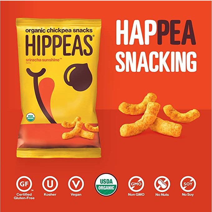 HIPPEAS Organic Vegan Nacho Vibes "Cheezy" Puffs, Chickpea Puffs, 4 oz
