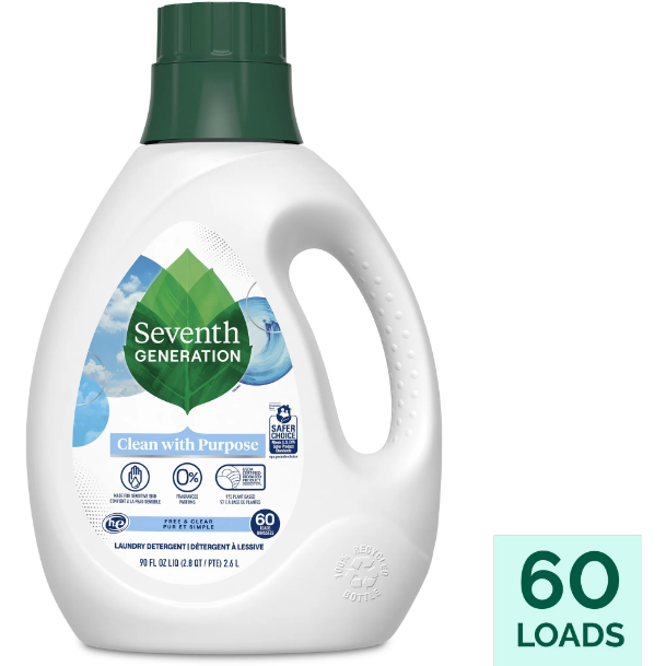 Seventh Generation Liquid Laundry Detergent Biodegradable Free & Clear 90 oz