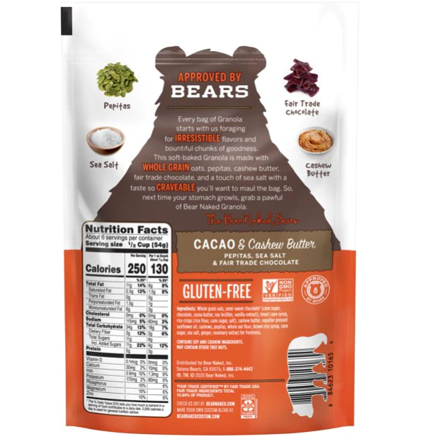 Bear Naked Granola Cereal,Cacao and Cashew Butter, 11oz,
