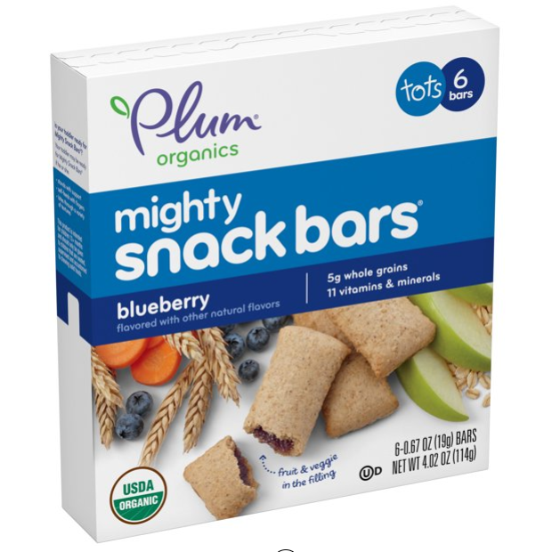 Plum Organics Mighty Snack Bars for Toddlers, Blueberry Fruit Snack Bar, 4oz