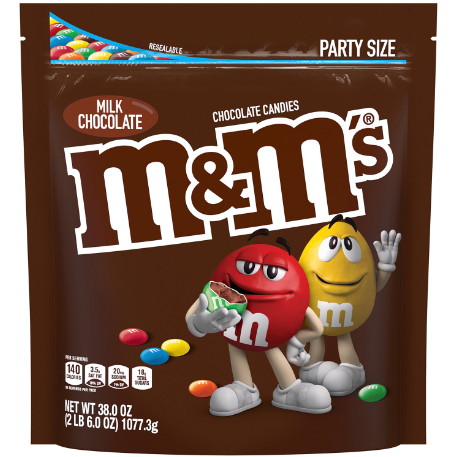 M&amp;Ms पार्टी साइज़ बैग 38 Oz मिल्क चॉकलेट