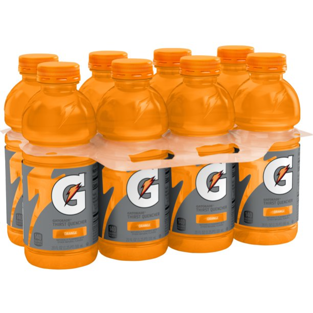 Gatorade Orange Thirst Quencher Sports Drink, 20 oz, 8 Pack Bottles