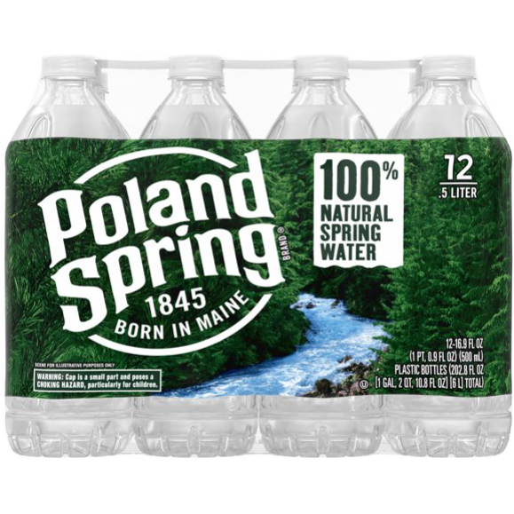 Poland Spring 100% Natural Spring Water, 16.9 Fl Oz, 12 Count Bottles