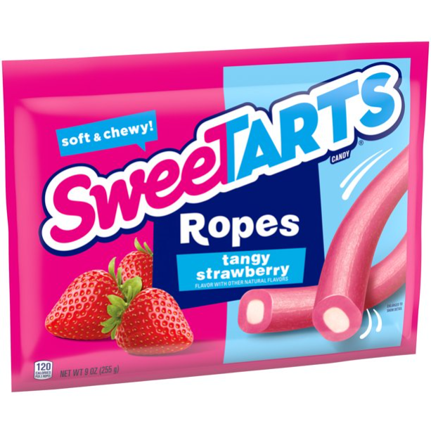 SweeTARTS Soft & Chewy Ropes Tangy Strawberry Candy, 9 Oz