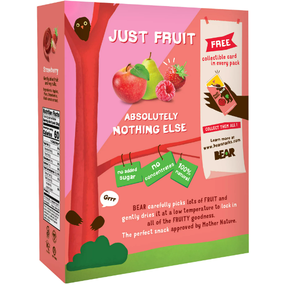 BEAR Fruit Rolls Variety Pack Straw/Rasp 8.4oz, 12 count
