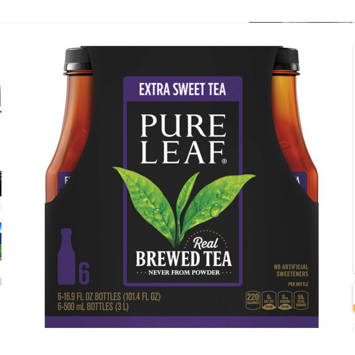 Pure Leaf Extra Sweet Real Brewed Iced Tea, 16.9 oz, 6 Pack Bottles