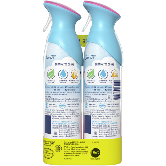 Febreze Odor-Eliminating Air Freshener with Downy Scent, April Fresh, 8.8 fl oz, 2 Pack
