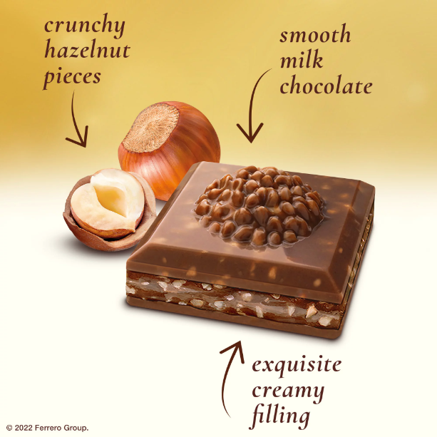 Ferrero Rocher प्रीमियम चॉकलेट बार, मिल्क चॉकलेट हेज़लनट, हॉलिडे चॉकलेट, हॉलिडे गिफ्ट बास्केट के लिए बढ़िया, 3.1 oz
