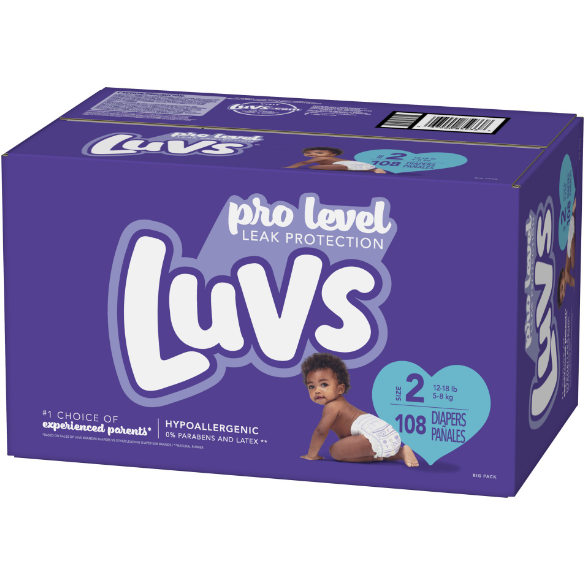 Luvs Pro Level Overnight Soft Wetness Indicator Diapers - Size 2, 108 Count