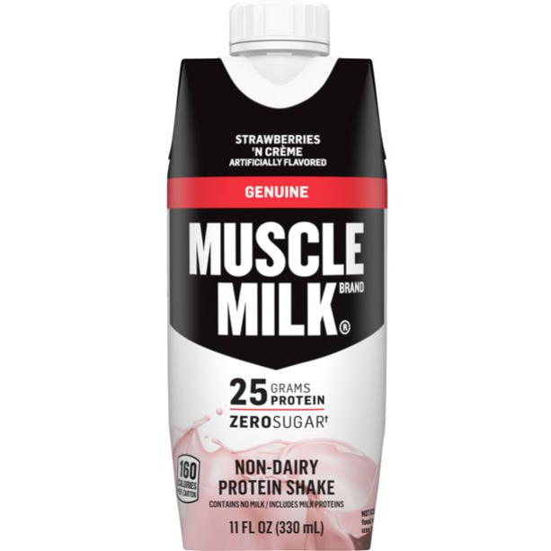 Muscle Milk Genuine Strawberries 'N Creme Ready to Drink Protein Shake, 25g Protein, 11 oz, 4 Pack