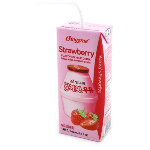 Binggrae Milk Drink, Strawberry Flavor 6.8oz