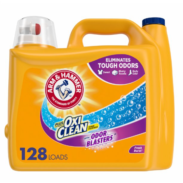 Arm & Hammer Plus OxiClean Odor Blasters Fresh Burst, 128 Loads Liquid Laundry Detergent, 201.6 Fl oz